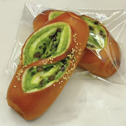 matcha red bean pretzel bread